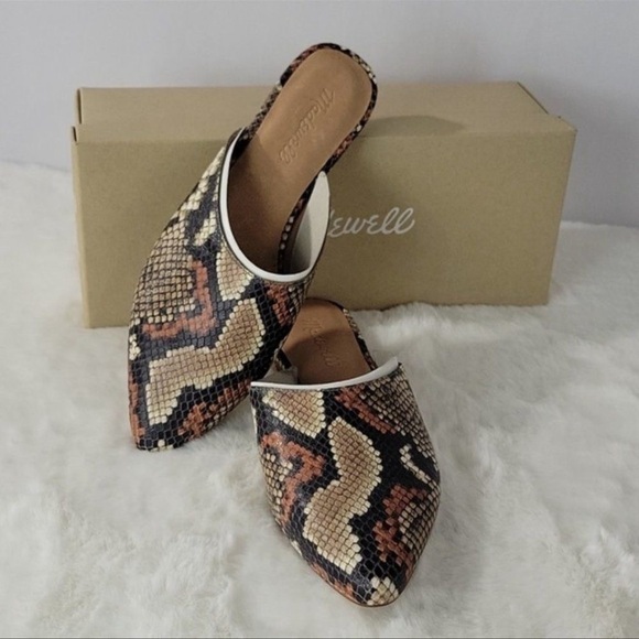 Madewell Women’s Mules Shoes sz 6 Minimalist Snake Print Leather NEW - Picture 3 of 10